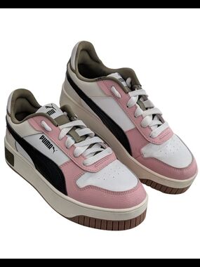 Puma Women's Pink White Black Platform Sneakers Womens 7 Like New